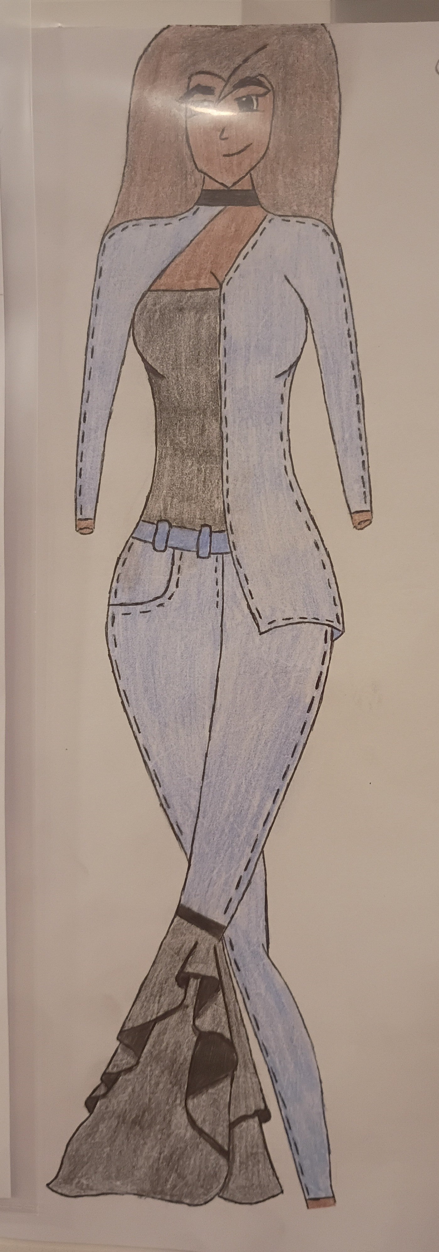 Modern Duality Asymmetrical Denim leather Jeans