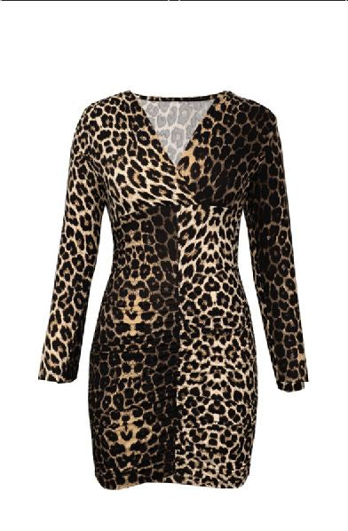 Leopard Off Shoulder Bodycon Mini Dress