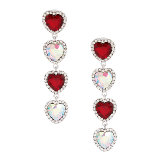 AURBO Crystal Quad Heart Earrings: Sparkling Elegance for Every Occasion
