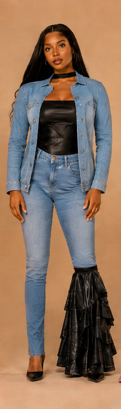 Modern Duality Asymmetrical Denim leather Jeans