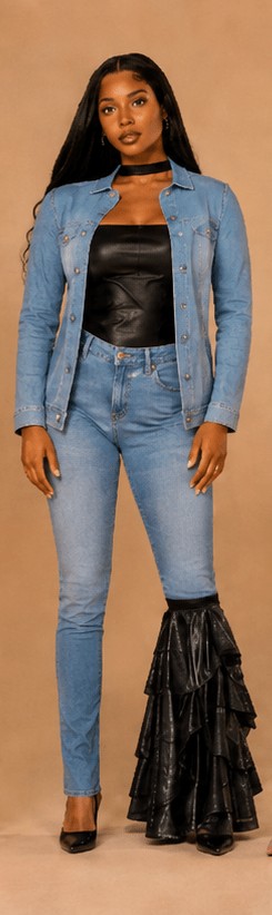Modern Duality Asymmetrical Denim leather Jeans - Motivating Creativity