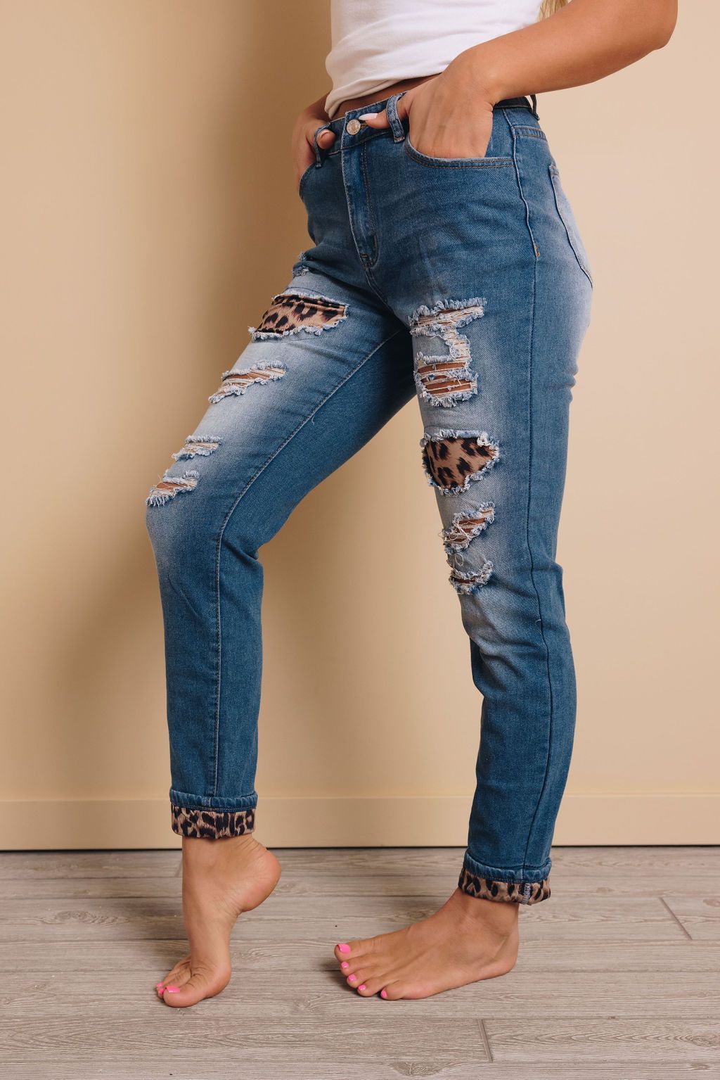 Trenton Leopard Patch Jeans