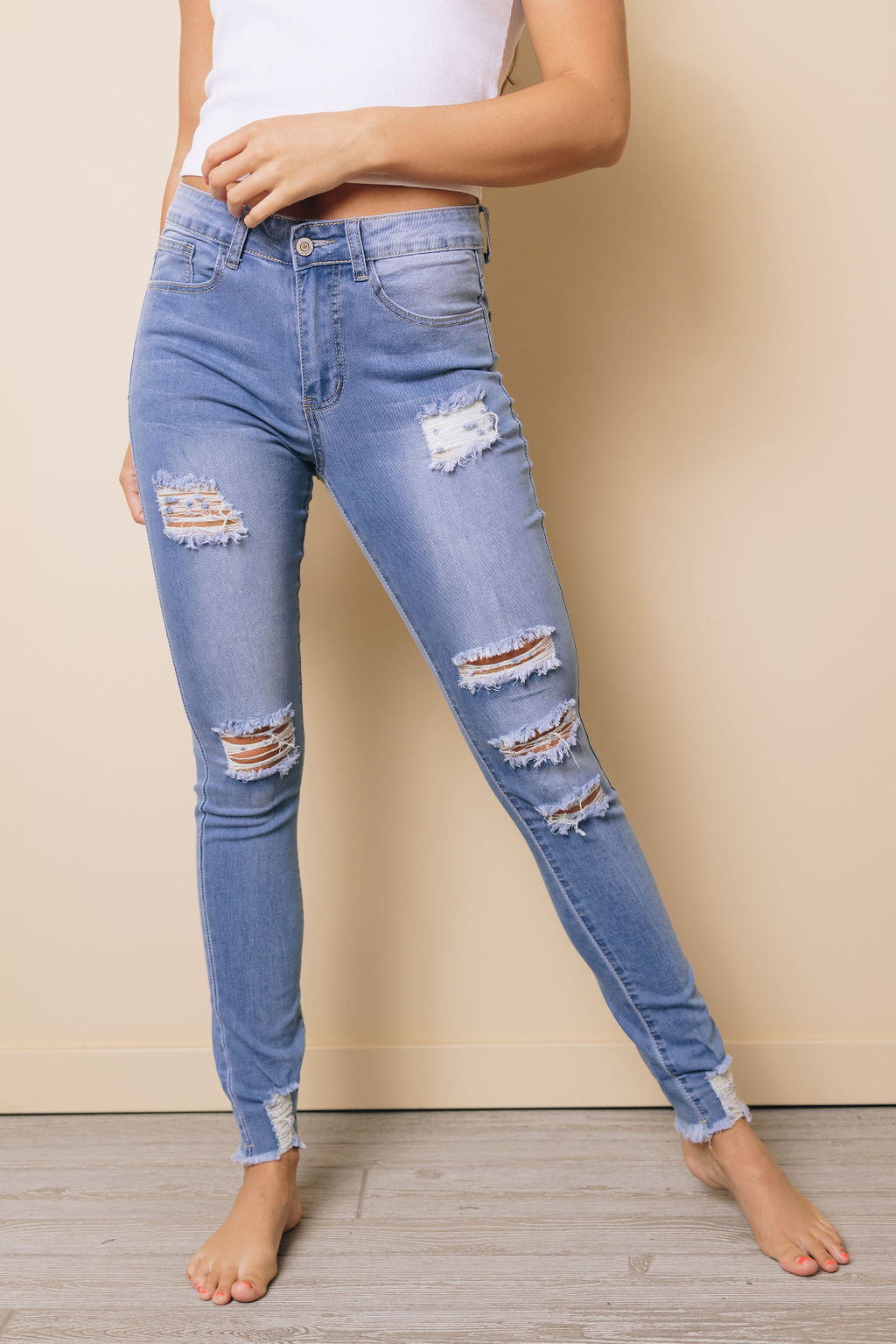 Susan Skinny High Rise Ripped Jeans