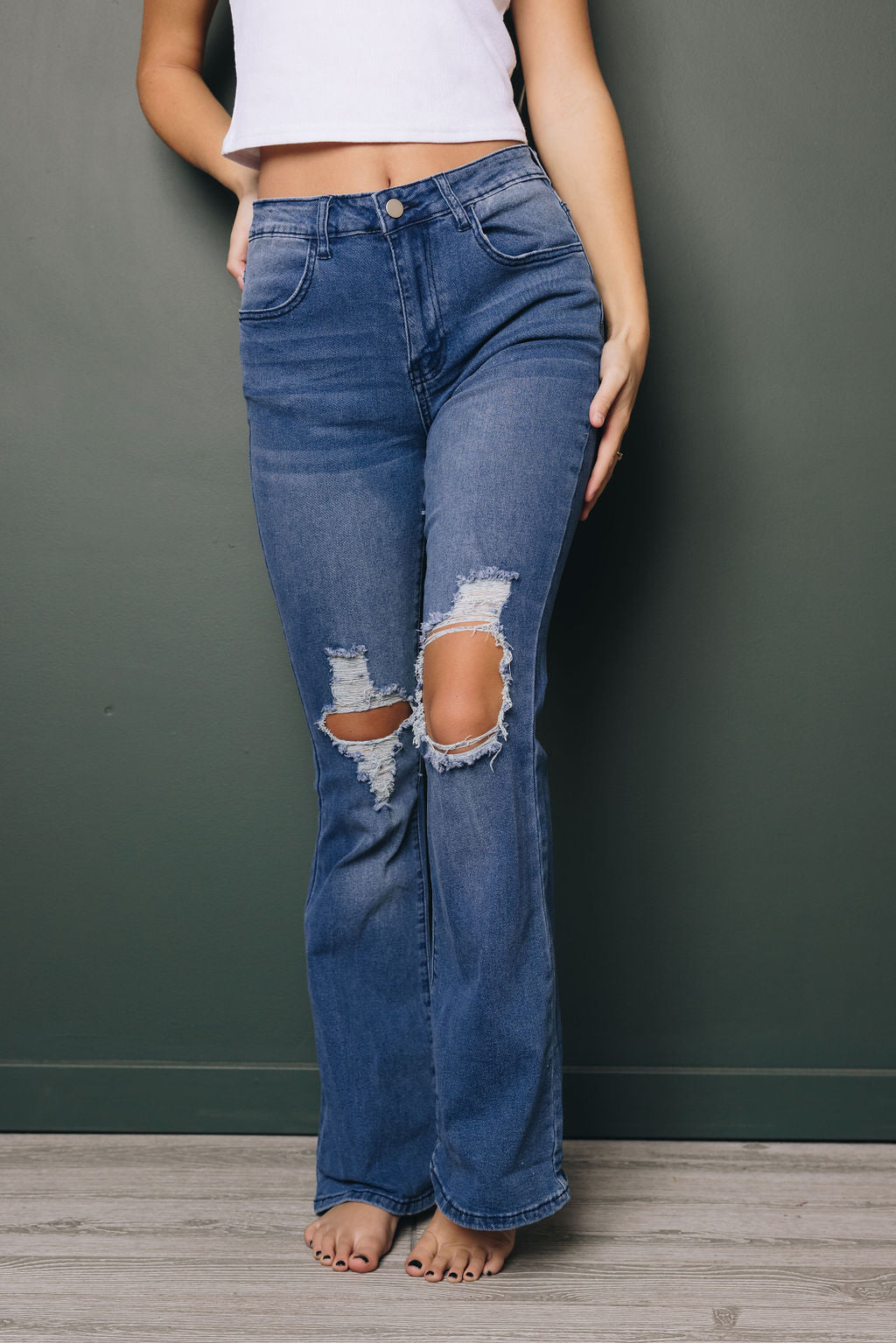 Kade Ripped Flare Jeans