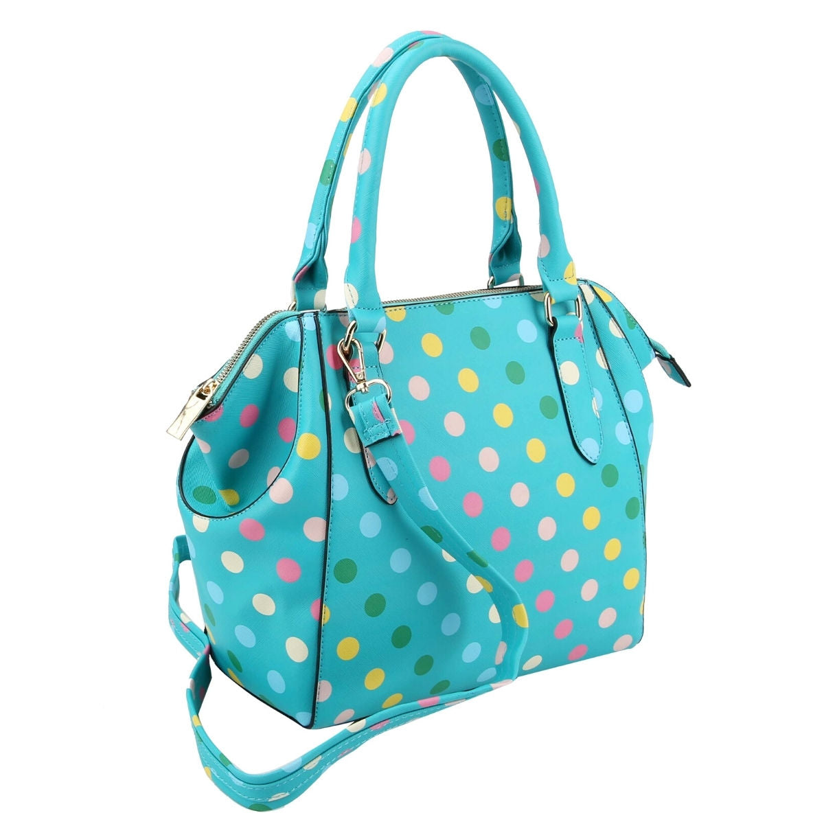 Turquoise Polka Dot Handbag Set