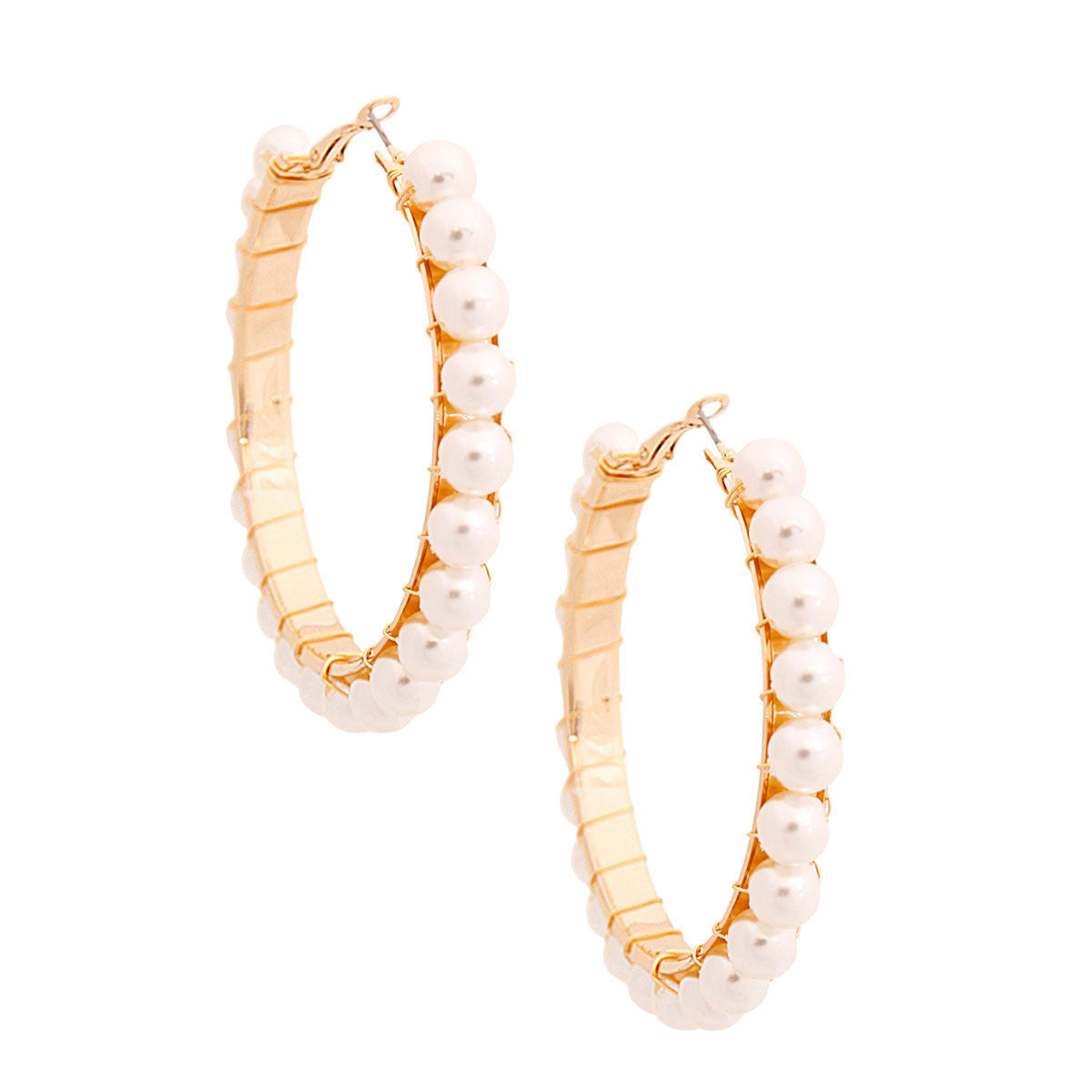Cream Wire Wrapped Hoops