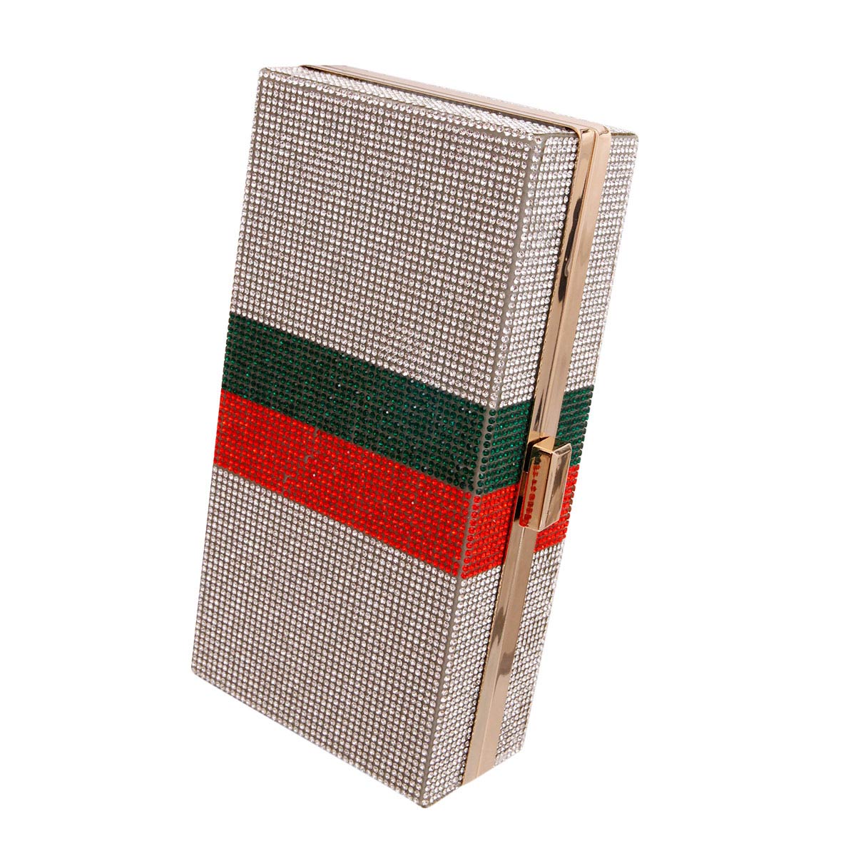 Clear Red Green Stripe Hardcase Clutch
