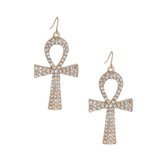 Gold Egyptian Cross Earrings
