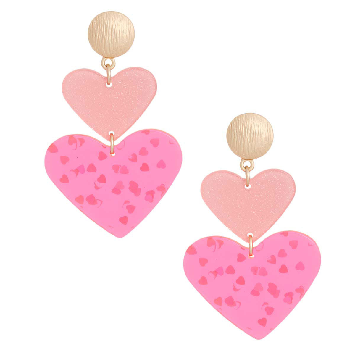 Pink Double Heart Earrings