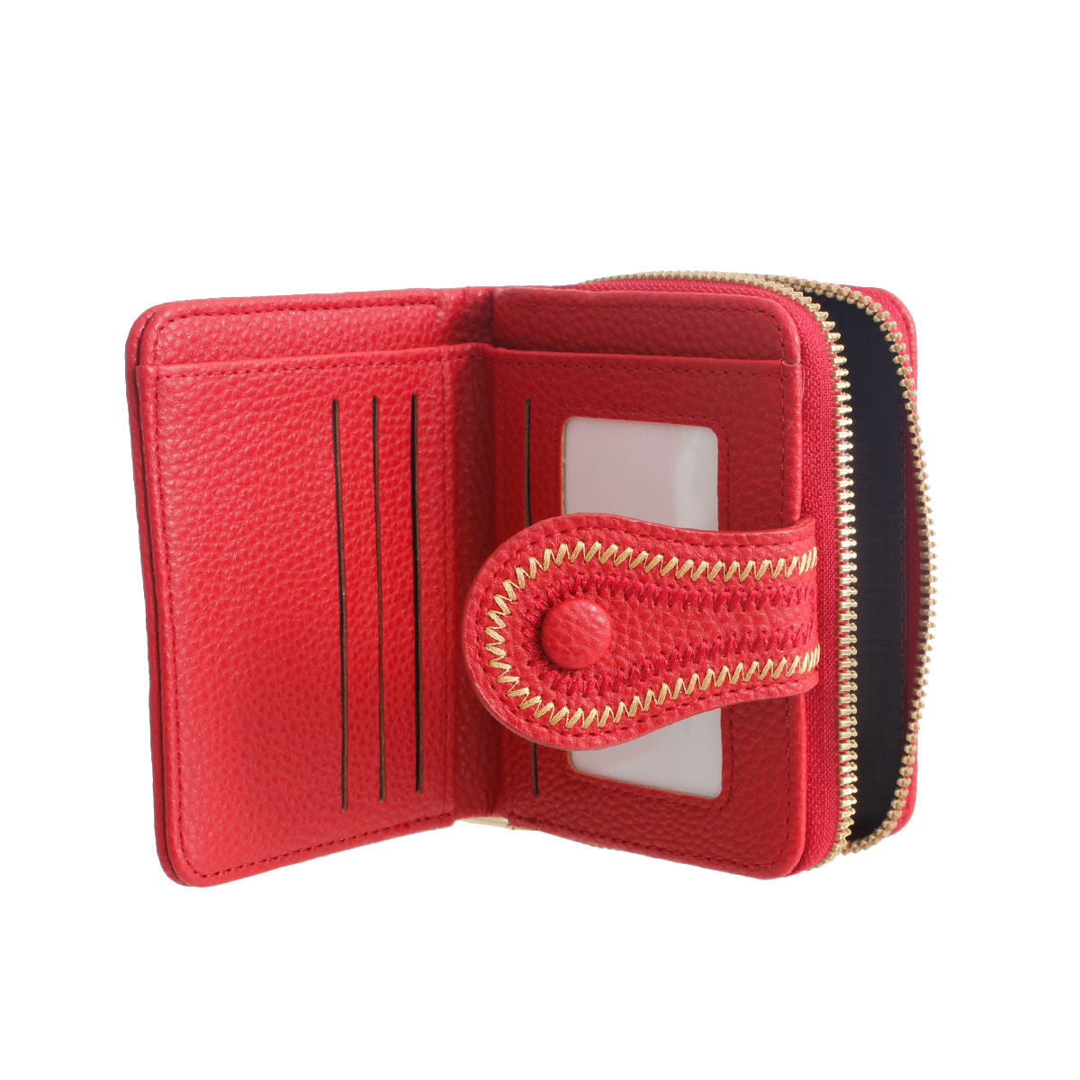Red Stitched Bifold Wallet