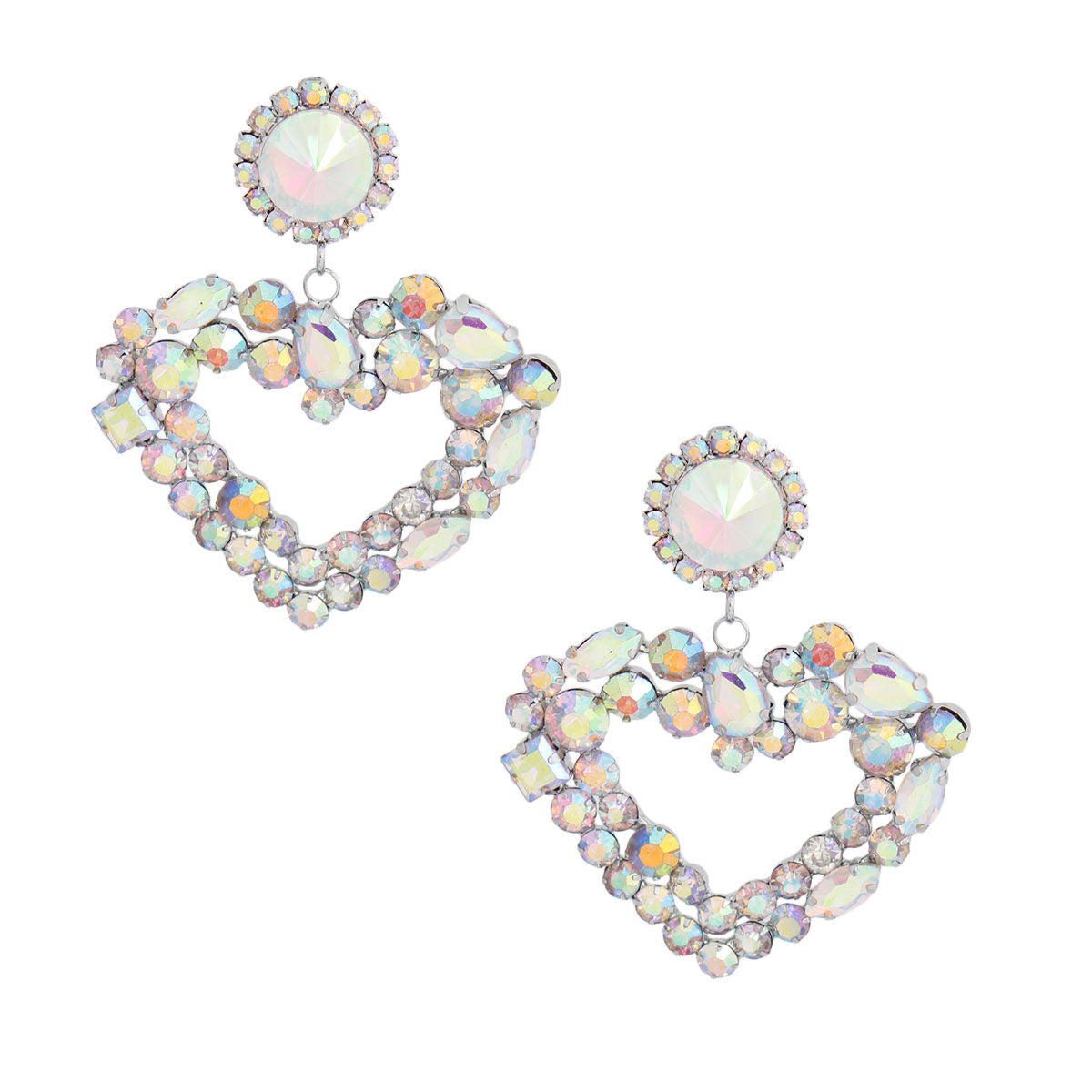 Silver Multi AURBO Heart Earrings