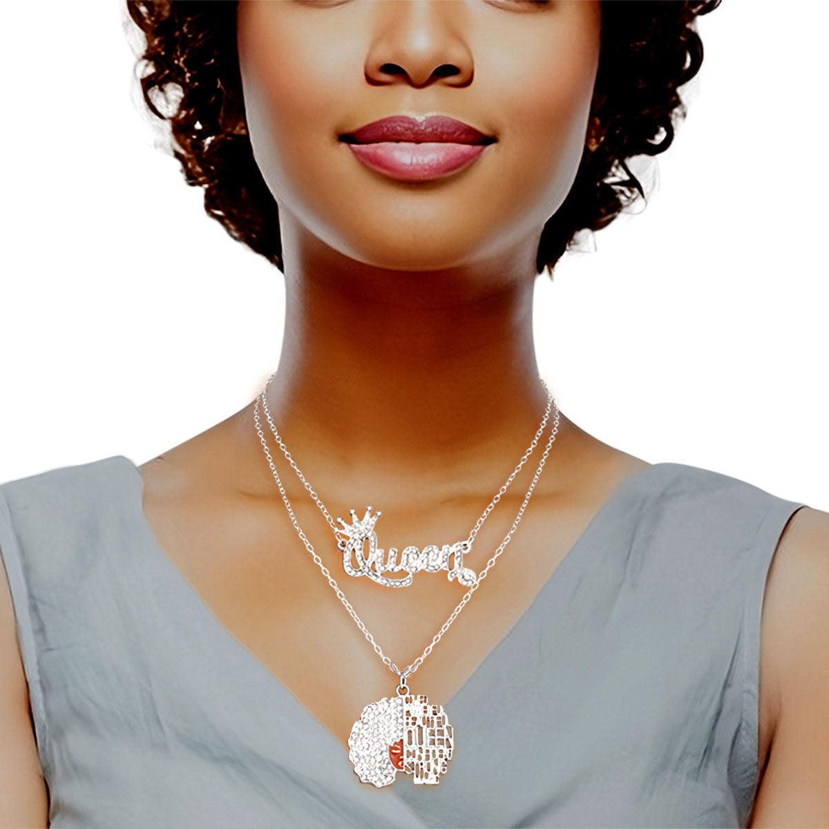 Silver Queen Afro 2 Pcs Chains