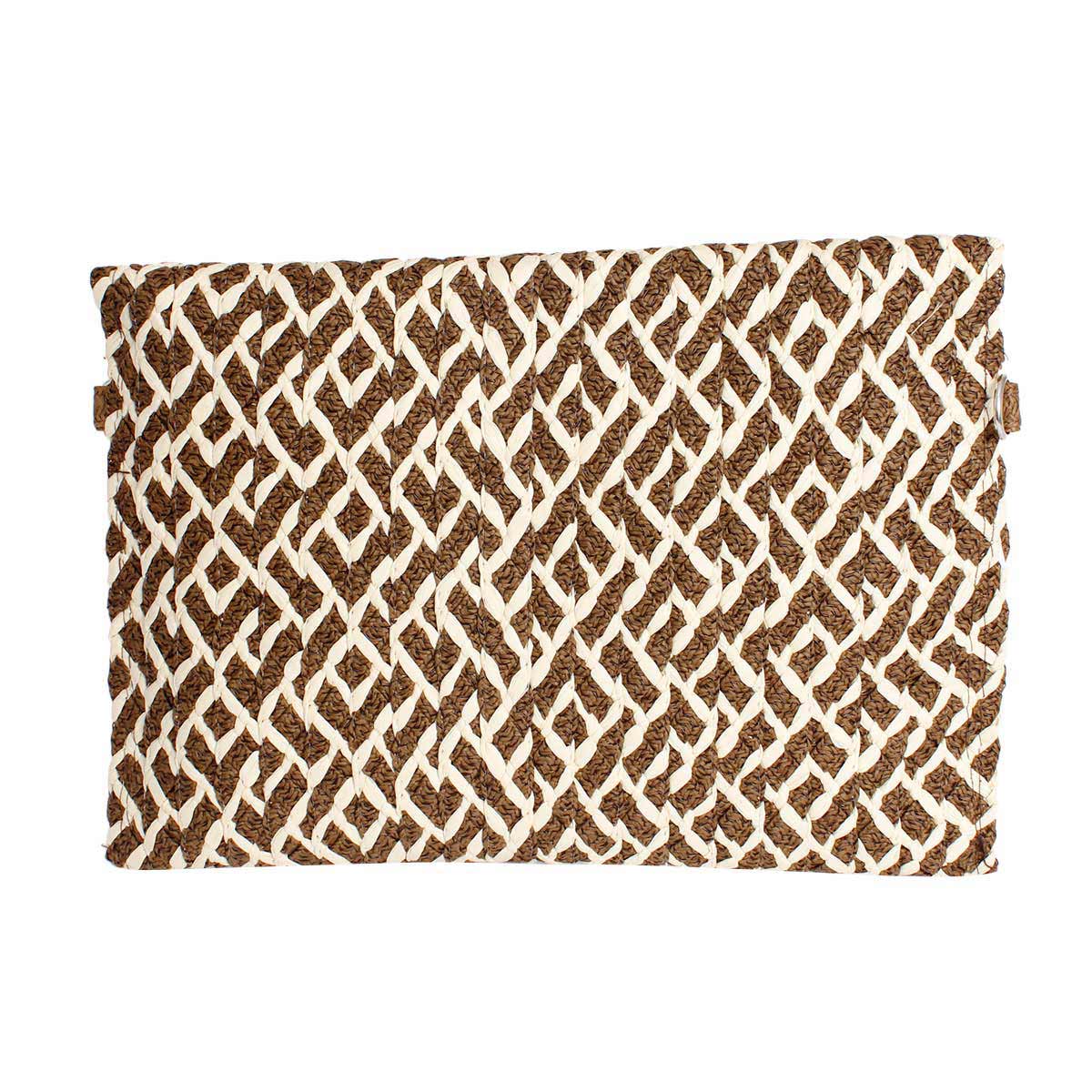 Brown Pattern Flap Clutch