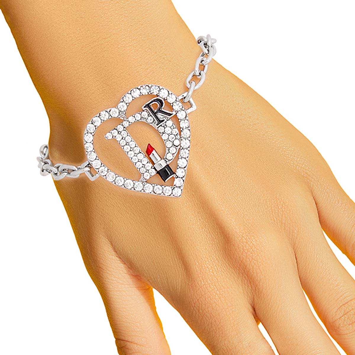 Silver Designer D Heart Bracelet