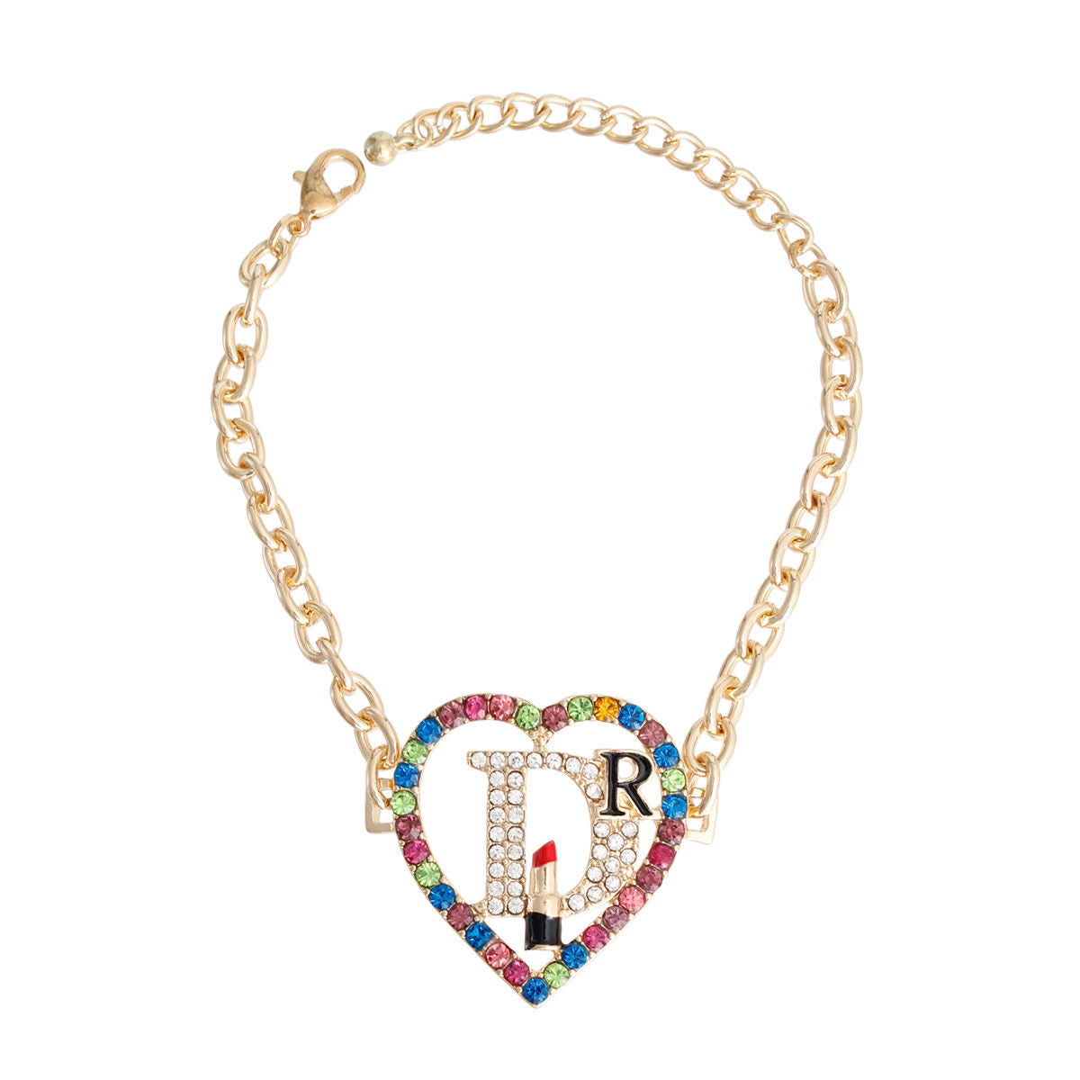 Multi Color Designer D Heart Bracelet