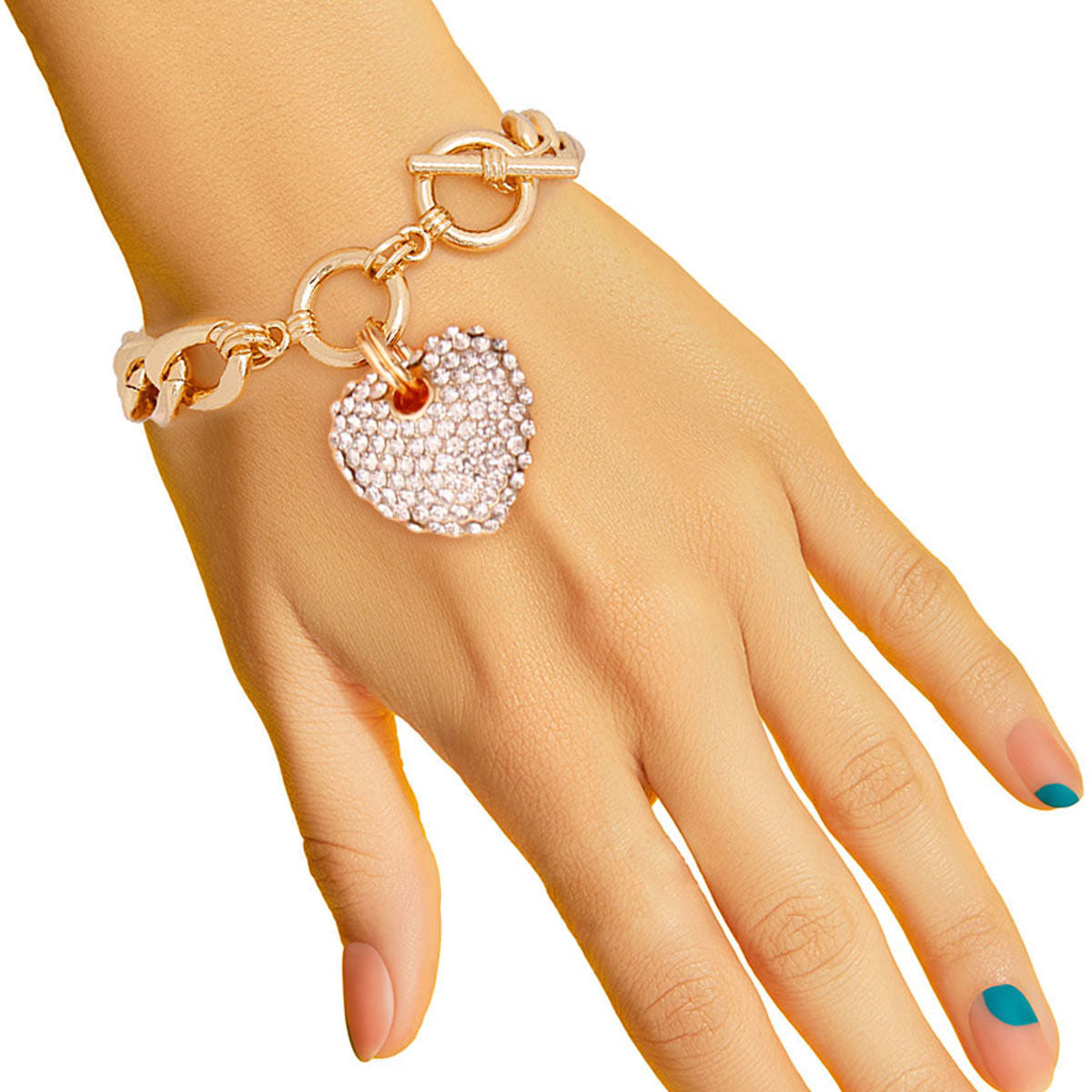 Clear Gold Heart Toggle Bracelet