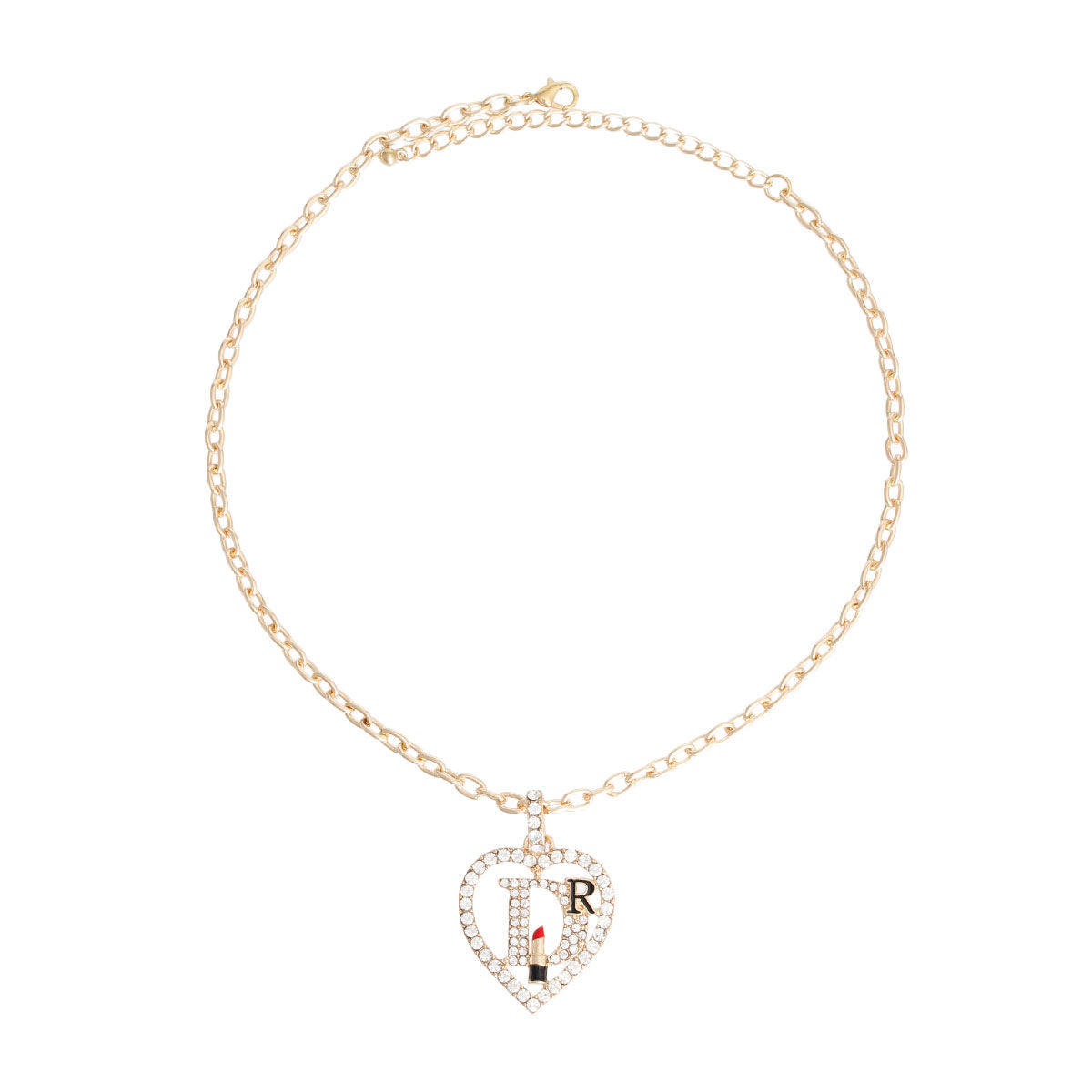 Gold Designer D Heart Necklace