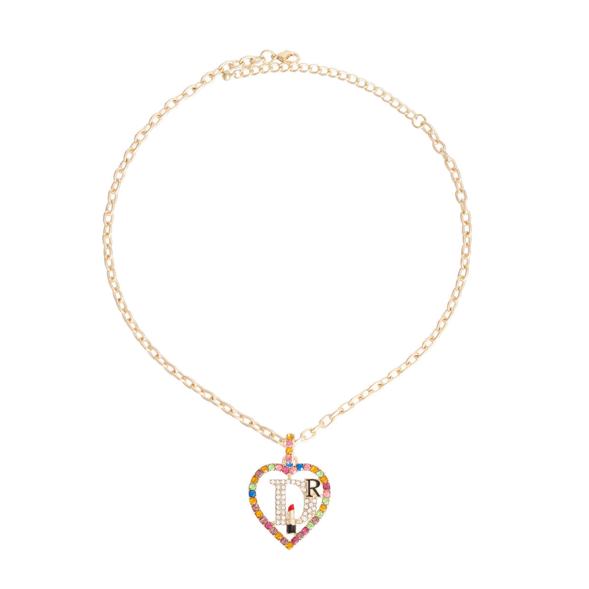 Multi Color Designer D Heart Necklace