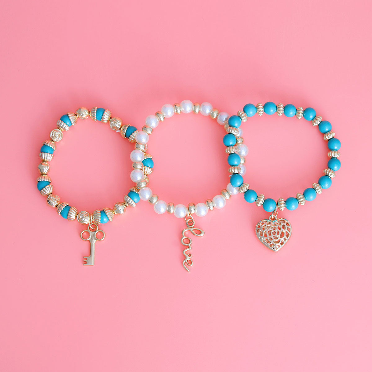 Charming 3 Strand Mint Love Bracelets - Motivating Creativity